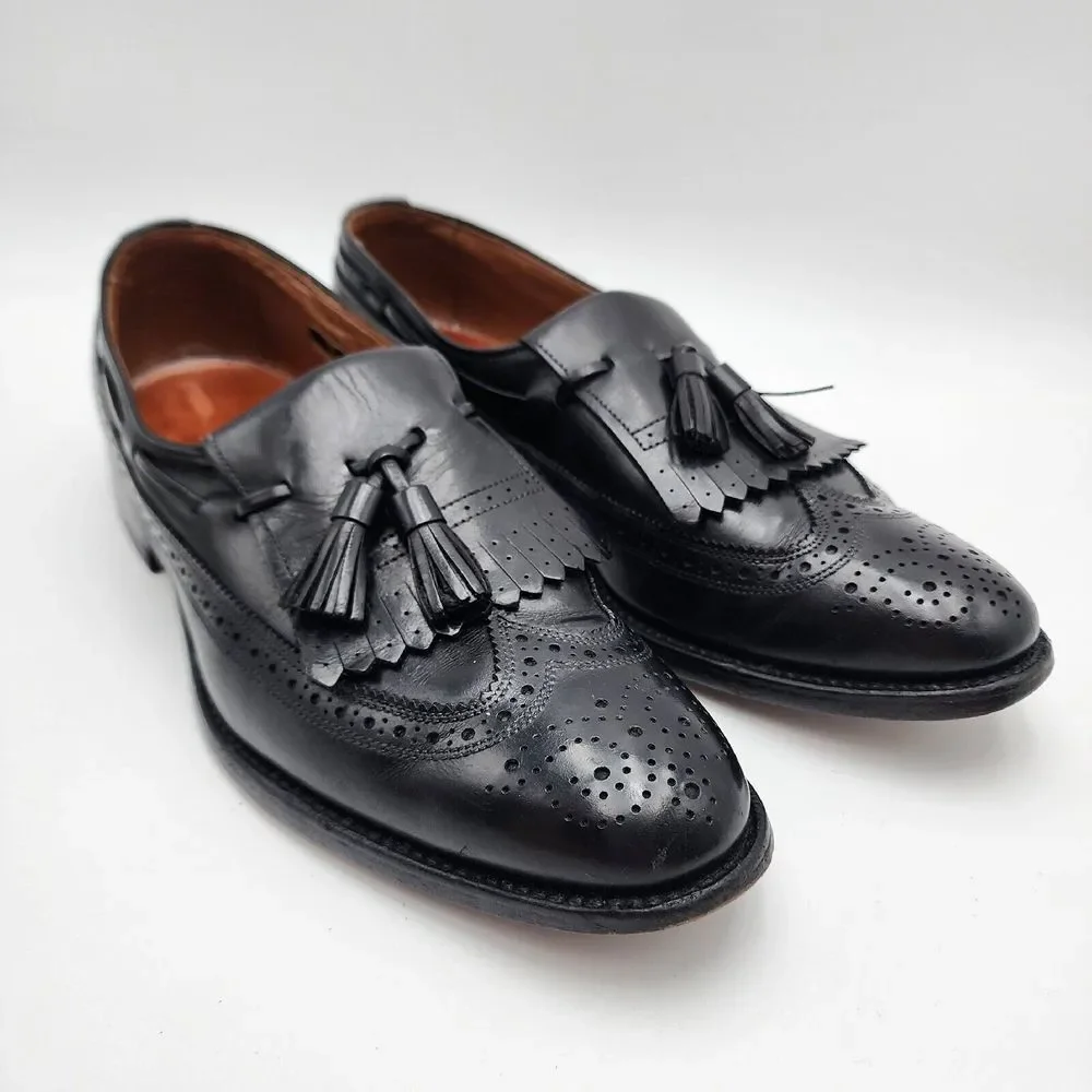 Allen Edmonds 'Arlington' Black Longwing Kiltie Tassel Loafers Size 10A Men Shoe